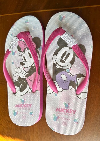 Pembe Minnie Mouse Baskılı Kız Terlik