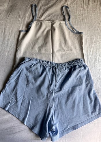 Penti Mavi Baskılı Askılı Şortlu Pijama Takımı