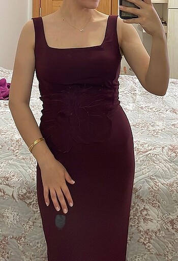 36 Beden Bordo elbise