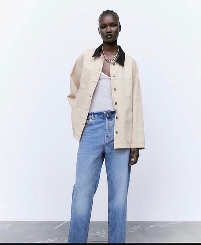 Zara Kontrast yakalı ince ceket