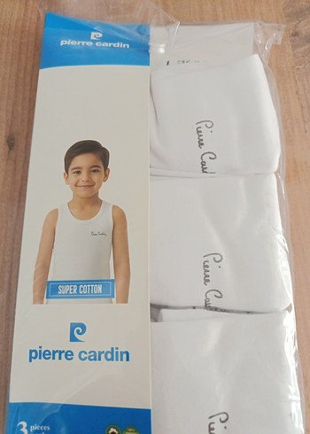 9 Yaş Beden Pierre Cardin Erkek çocuk Beyaz Baskılı Atlet 3'lü