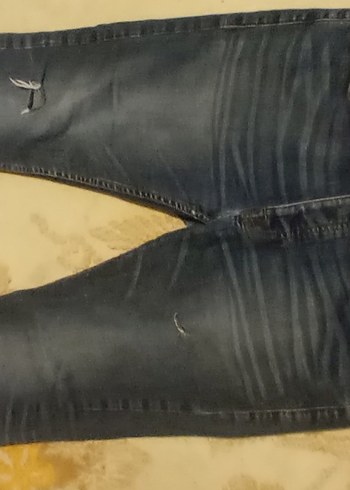 l Beden mavi Renk Düğmeli, Normal Boy, Mavi Kadın Kot Pantolon likrali