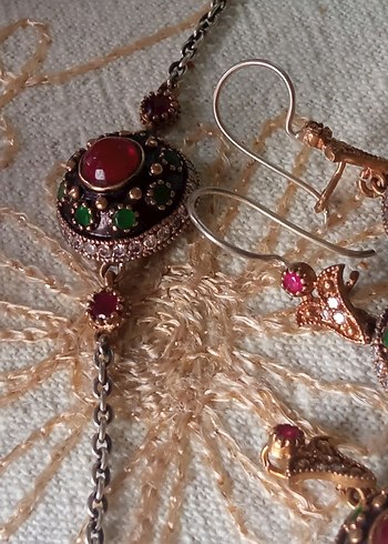 925 ayar otantik gumus Bohem Çok Renkli Boncuklu Kadın Takı Seti - Görsel 3