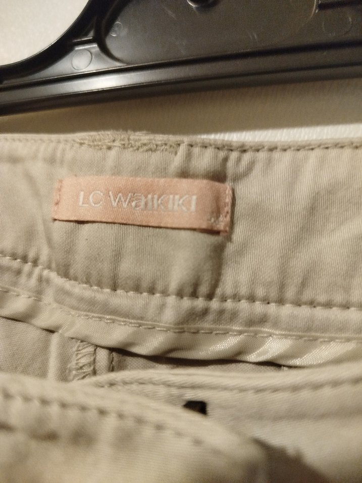 Bej Mini Keten Kumaş Kadın Pantolon - Görsel 2