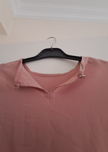 40 Beden pembe Renk aktaş Pembe Midi V Yaka Kadın Tunik