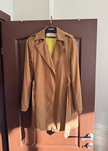 Zara Bej Kadın Midi Trençkot Kemerli