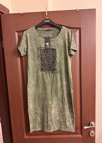 l Beden Kahverengi Batik Desenli Kısa Kollu Tunik