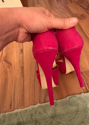 40 Beden pembe Renk Parlak Pembe Süet Stiletto Topuklu Kadın Ayakkabı