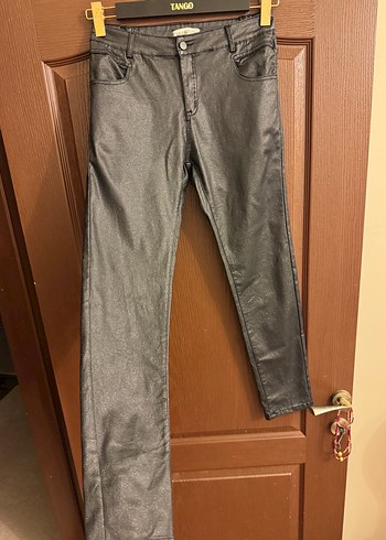 Gri Kadın Deri Skinny Pantolon - Görsel 4