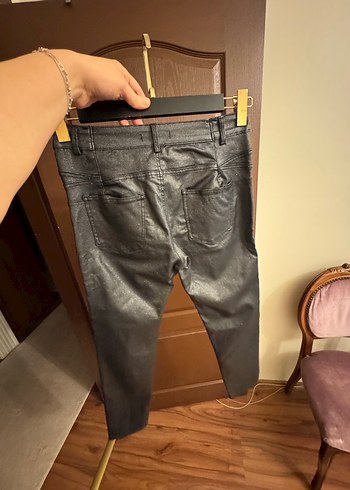 Gri Kadın Deri Skinny Pantolon - Görsel 6
