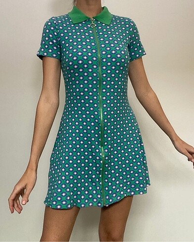 H&M yeşil mini elbise
