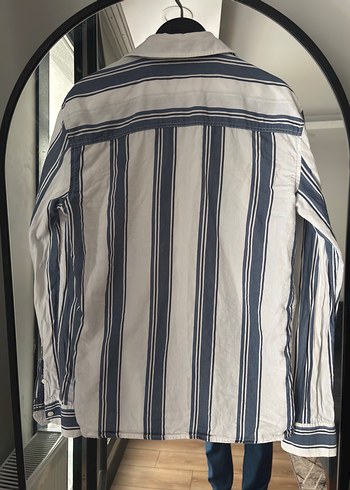 Mavi Jeans Beyaz Çizgili Erkek Keten Gömlek