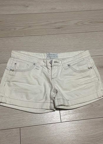 Beyaz kadın Mini Denim Şort