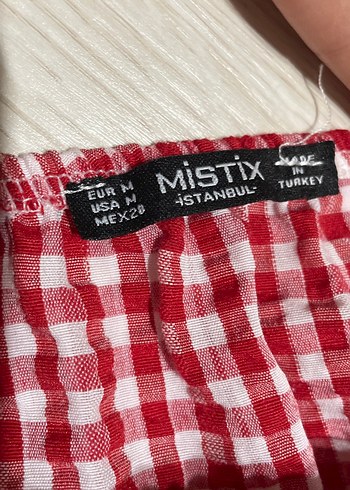 m Beden kırmızı Renk Kırmızı Kareli Fırfırlı Askılı Mini Bluz