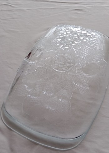 Parlak Beyaz Tasarımlı Cam Tabak - Görsel 3