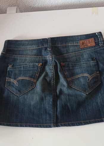 Lacivert Kadın Denim Mini Etek - Görsel 2