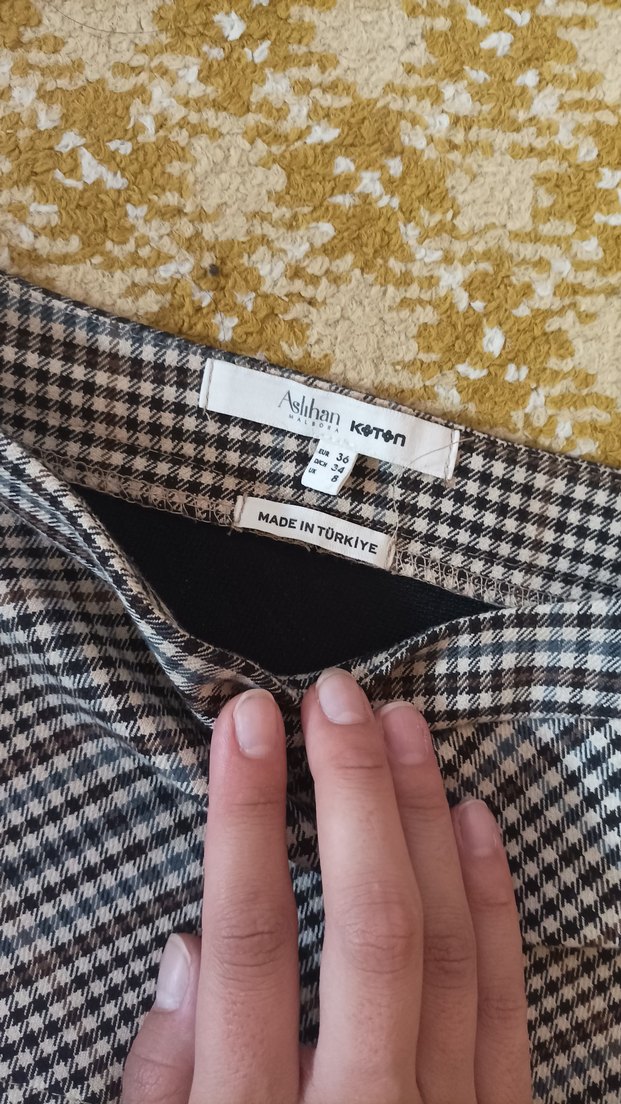 Piliseli Kahverengi Ekose Midi Etek - Görsel 2