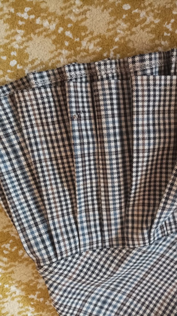 Piliseli Kahverengi Ekose Midi Etek - Görsel 3