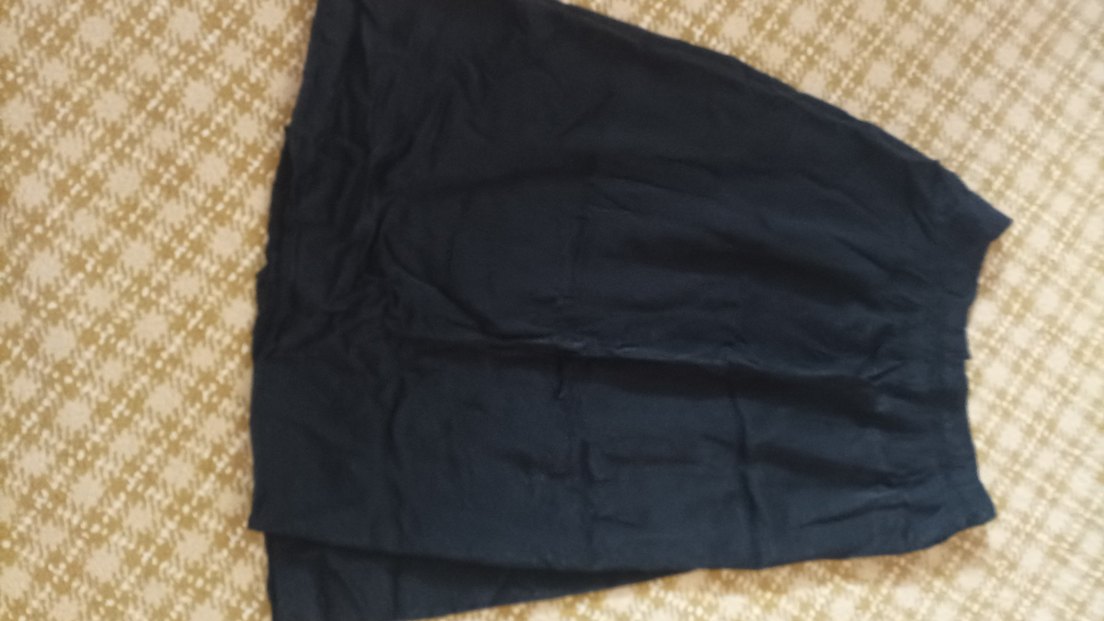 Düğmeli Siyah Uzun Keten Etek - Görsel 3