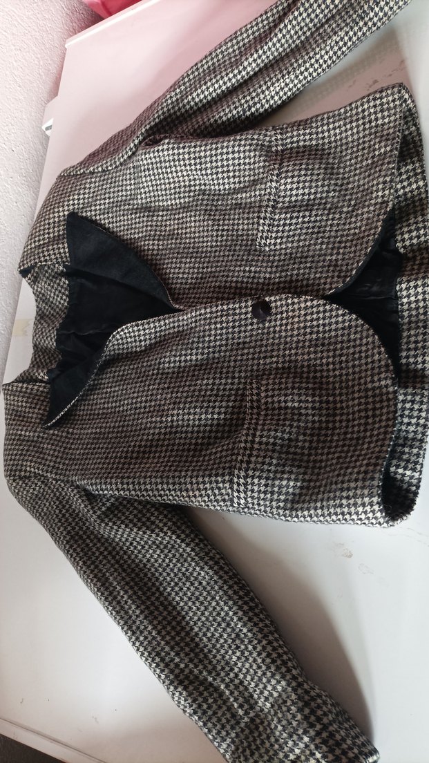 Gri Midi Hamile Ceket Düğmeli Notch Yaka - Görsel 2