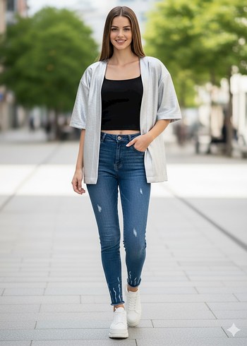 The bark mavi dar paça kot pantolon/jean - Görsel 3