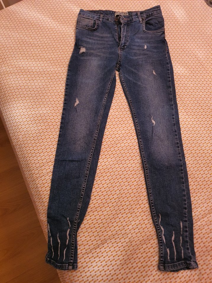 The bark mavi dar paça kot pantolon/jean - Görsel 4