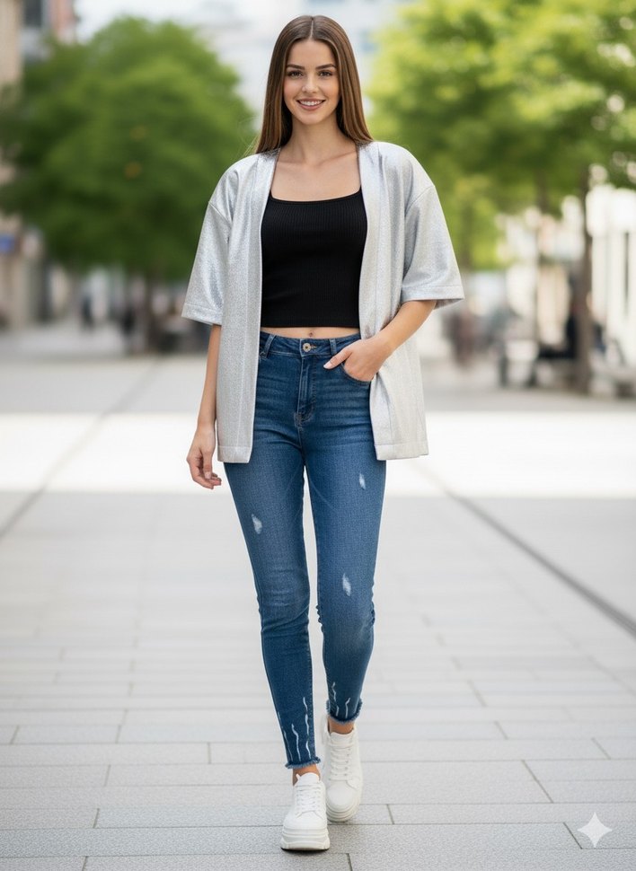 The bark mavi dar paça kot pantolon/jean - Görsel 3