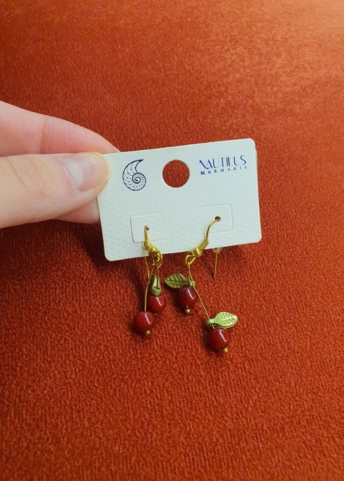 Kiraz bijuteri küpe ???? (gold) - Görsel 2