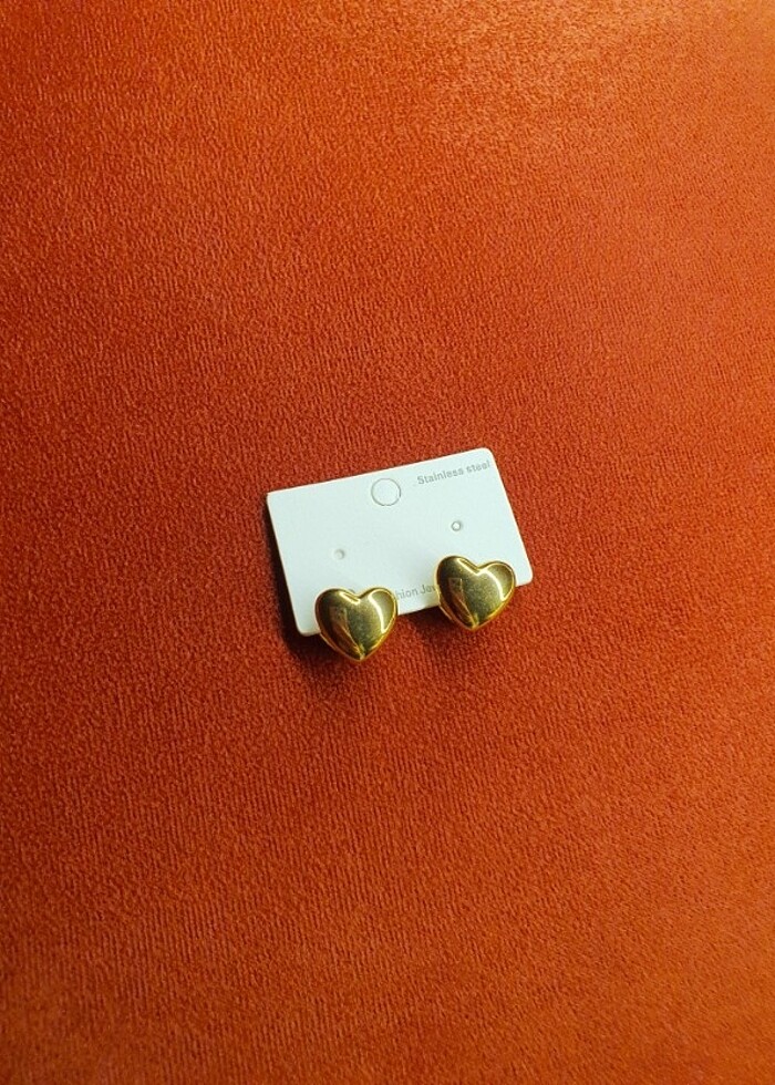 Çelik gold kalp küpe  - Görsel 4