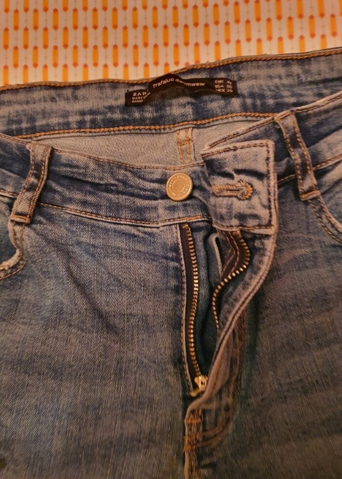 Zara işlemeli kot pantolon/jean pantolon  - Görsel 4