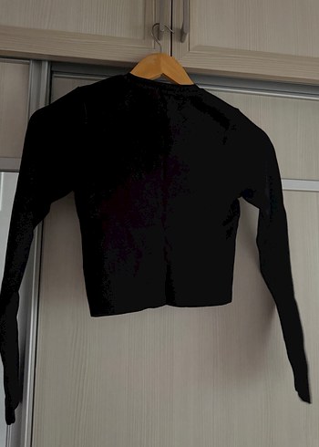 Siyah Uzun Kollu Zara Crop Kazak - Görsel 3