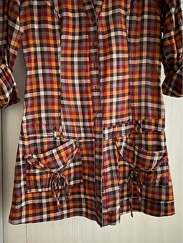 Bershka Kareli cep detaylı tunik gömlek