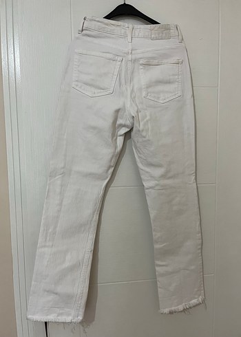 xs Beden beyaz Renk Beyaz Regular Fit Midi Denim Kadın Jean