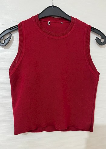 xs Beden Bordo Yüksek Yakalı Crop Top