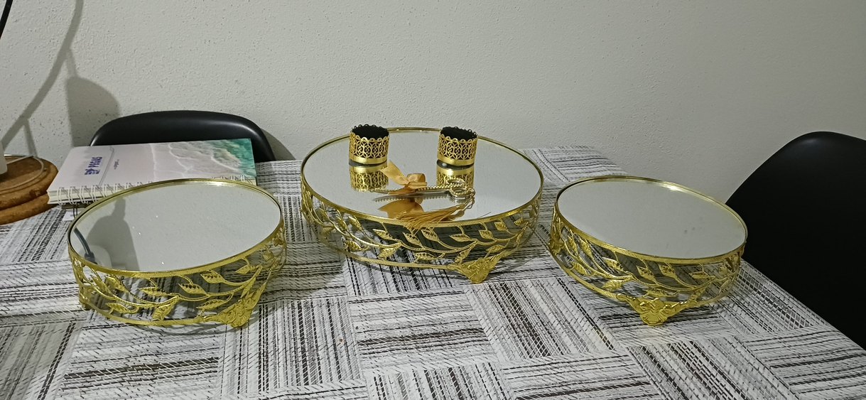 Aynalı Parlak Altın Dekoratif sunum Seti - Görsel 2