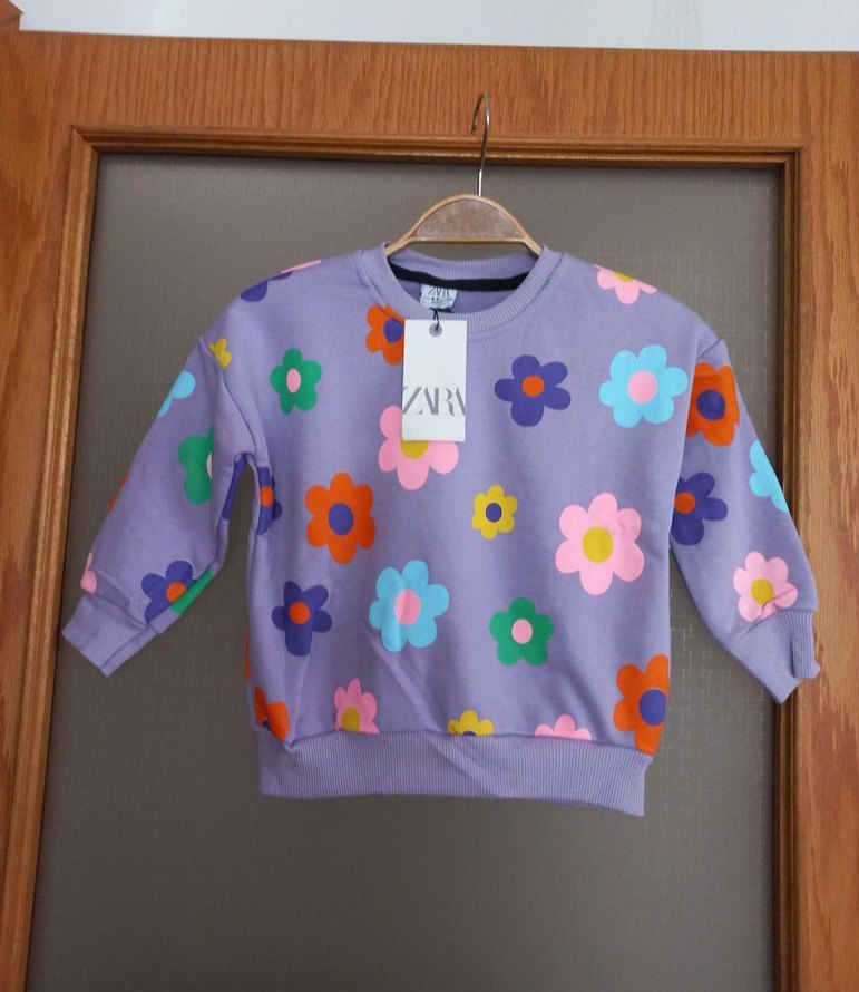 Zara kız Çocuk Lila Çiçekli Eşofman Takımı - Görsel 4