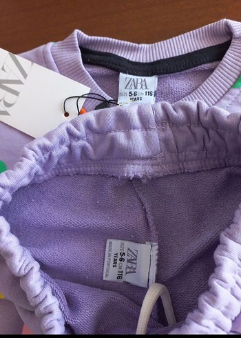 Zara Kız Çocuk Lila Çiçekli Rahat Eşofman Takımı - Görsel 8