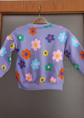 Zara Kız Çocuk Lila Çiçekli Rahat Eşofman Takımı - Görsel 5