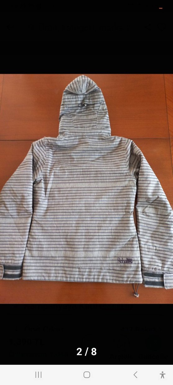 Gri Kapüşonlu Fermuarlı Kadın Mont - Görsel 2