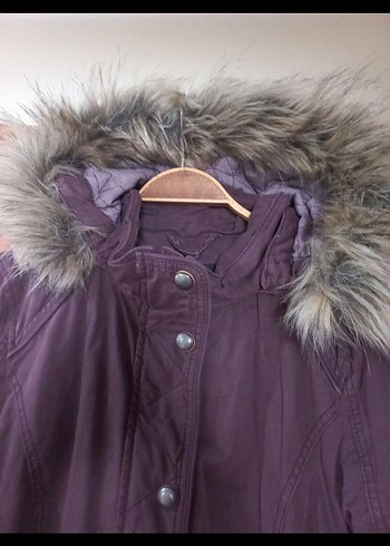 Walbush marka detaylı Mürdüm rengi Midi Kadın Mont - Görsel 2