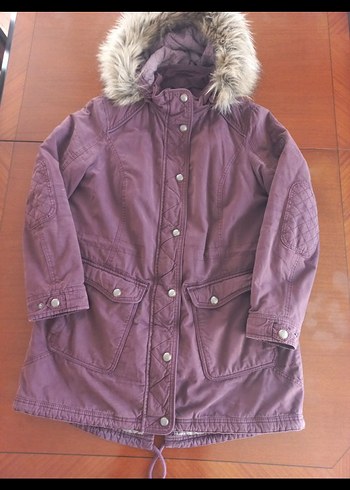 Walbush marka detaylı Mürdüm rengi Midi Kadın Mont - Görsel 3