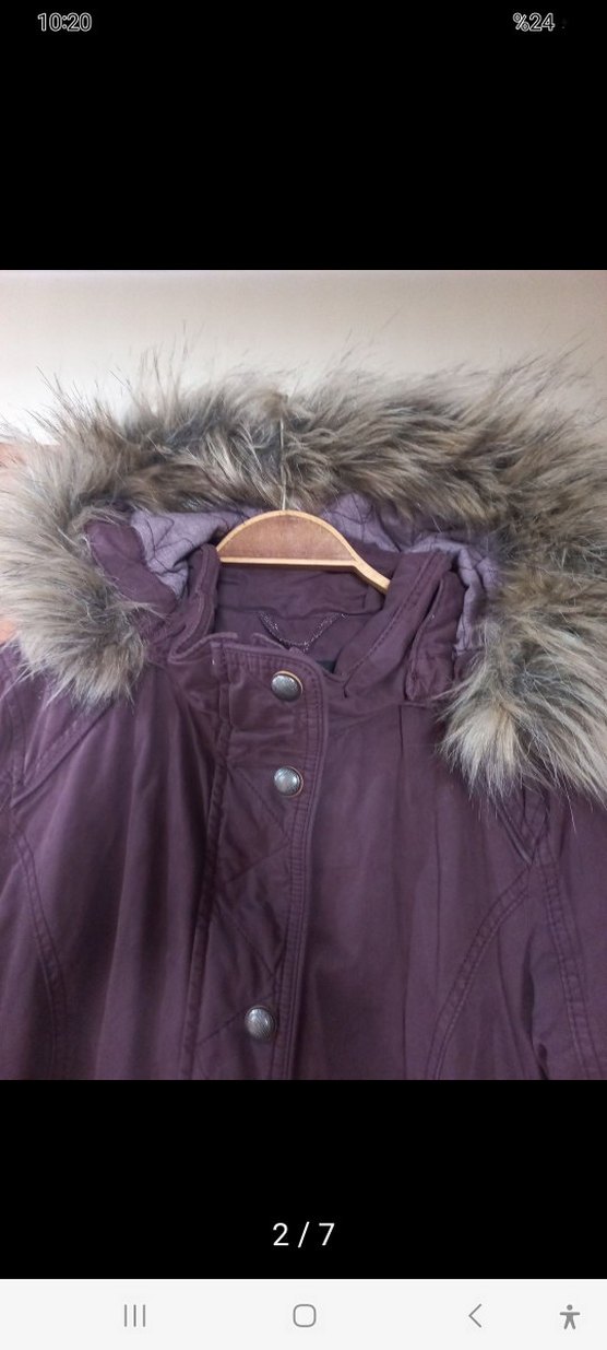 Walbush marka detaylı Mürdüm rengi Midi Kadın Mont - Görsel 2