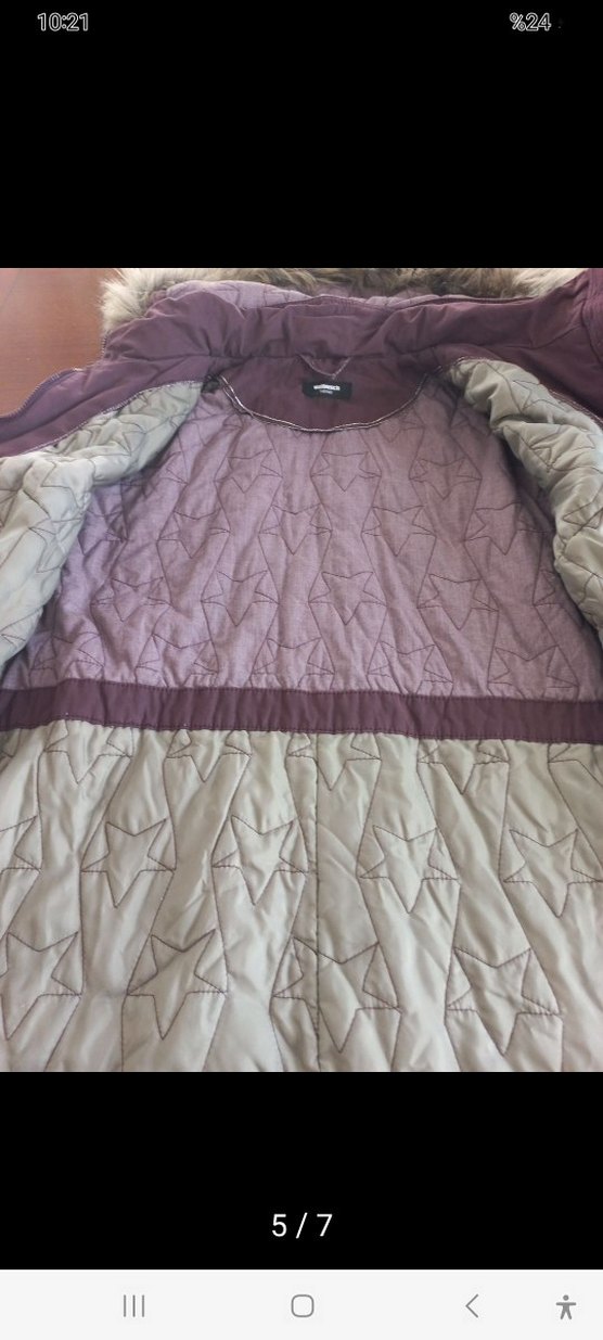 Walbush marka detaylı Mürdüm rengi Midi Kadın Mont - Görsel 5