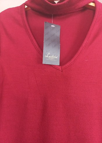 Bordo Uzun Kollu Yaka Detaylı Elbise - Görsel 6