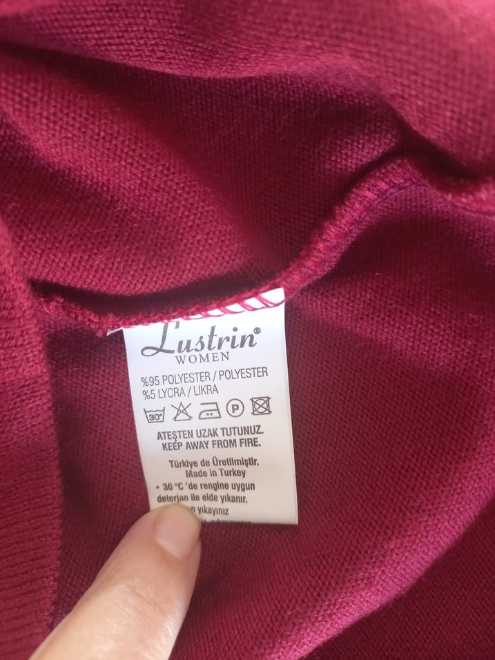 Bordo Uzun Kollu Yaka Detaylı Elbise - Görsel 5