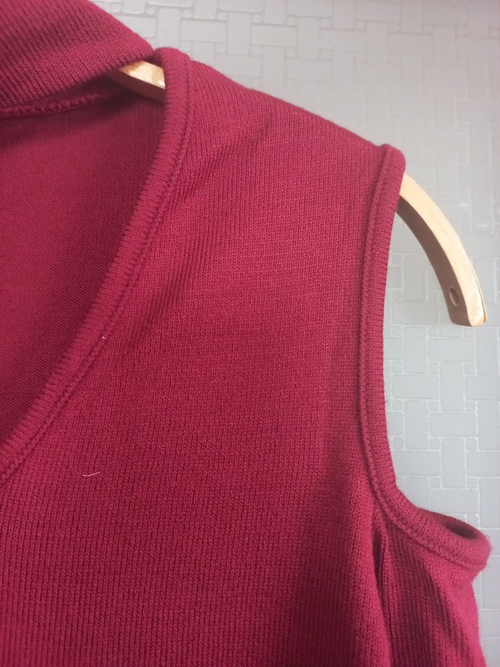 Bordo Uzun Kollu Yüksek Yakalı Uzun  Triko Elbise - Görsel 4