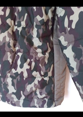 Kadin  kapsonlu kürk detaylı kamuflaj mont - Görsel 5