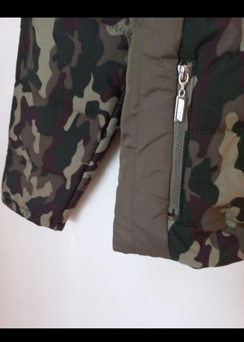 Kadin  kapsonlu kürk detaylı kamuflaj mont - Görsel 6