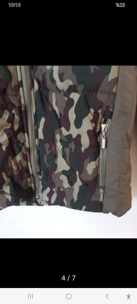 Kadin  kapsonlu kürk detaylı kamuflaj mont - Görsel 4