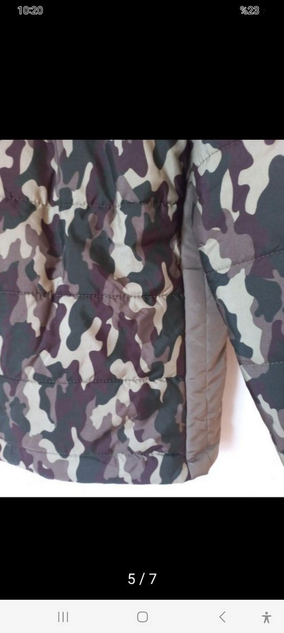 Kadin  kapsonlu kürk detaylı kamuflaj mont - Görsel 5